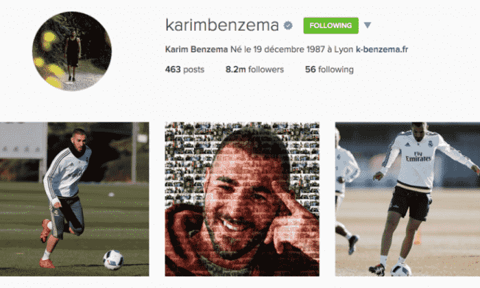 在包括梅西，罗纳尔多和伊布拉希莫维奇的instagram上，最多的十大最遵循足球运动员